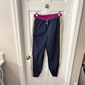 lululemon athletica Navy Track Joggers with Pink Waistband and Tan Side Panels